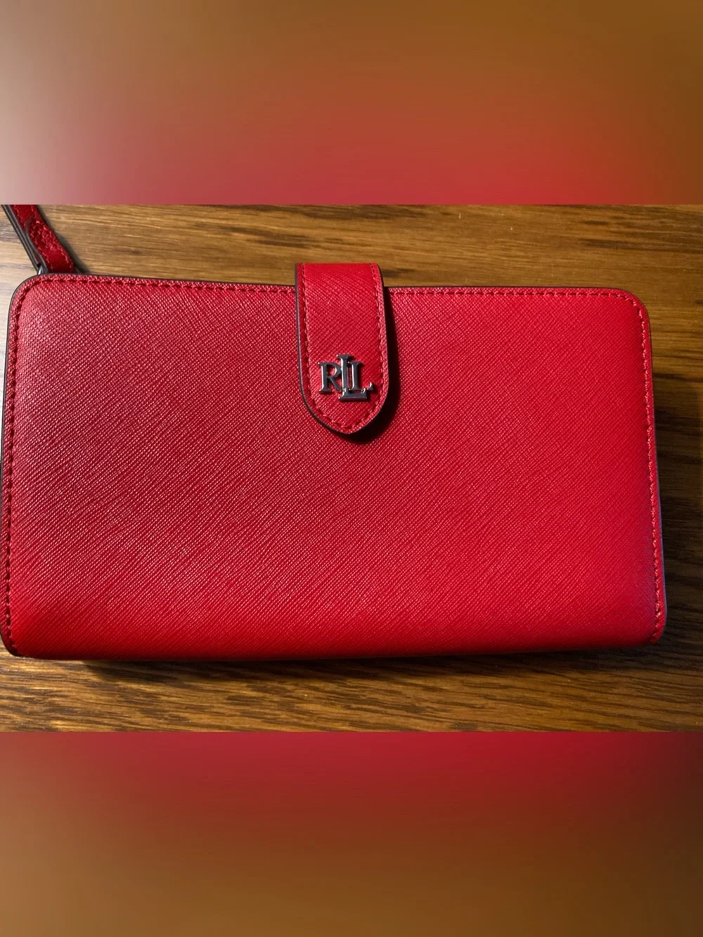 LAUREN Ralph Lauren Crosshatch Leather Tech Wristlet New Without Tags